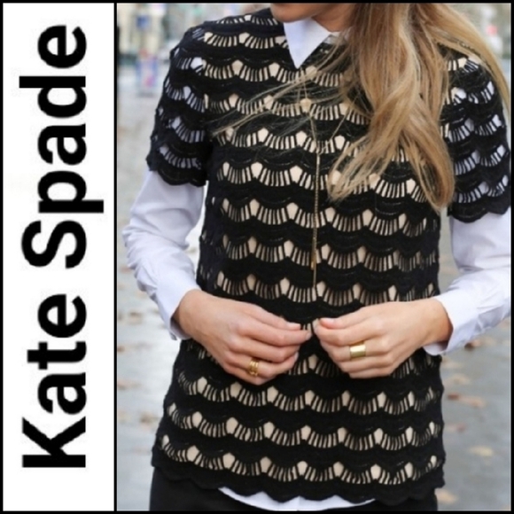 NEW! KATE SPADE Scalloped Lace Top/Blouse 0. - Picture 3 of 9